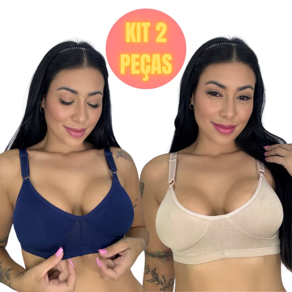 Kit 2 Sutiã Sem Bojo e Sem Aro Alta Sustentação Stutiãs Com Alça Reforçada