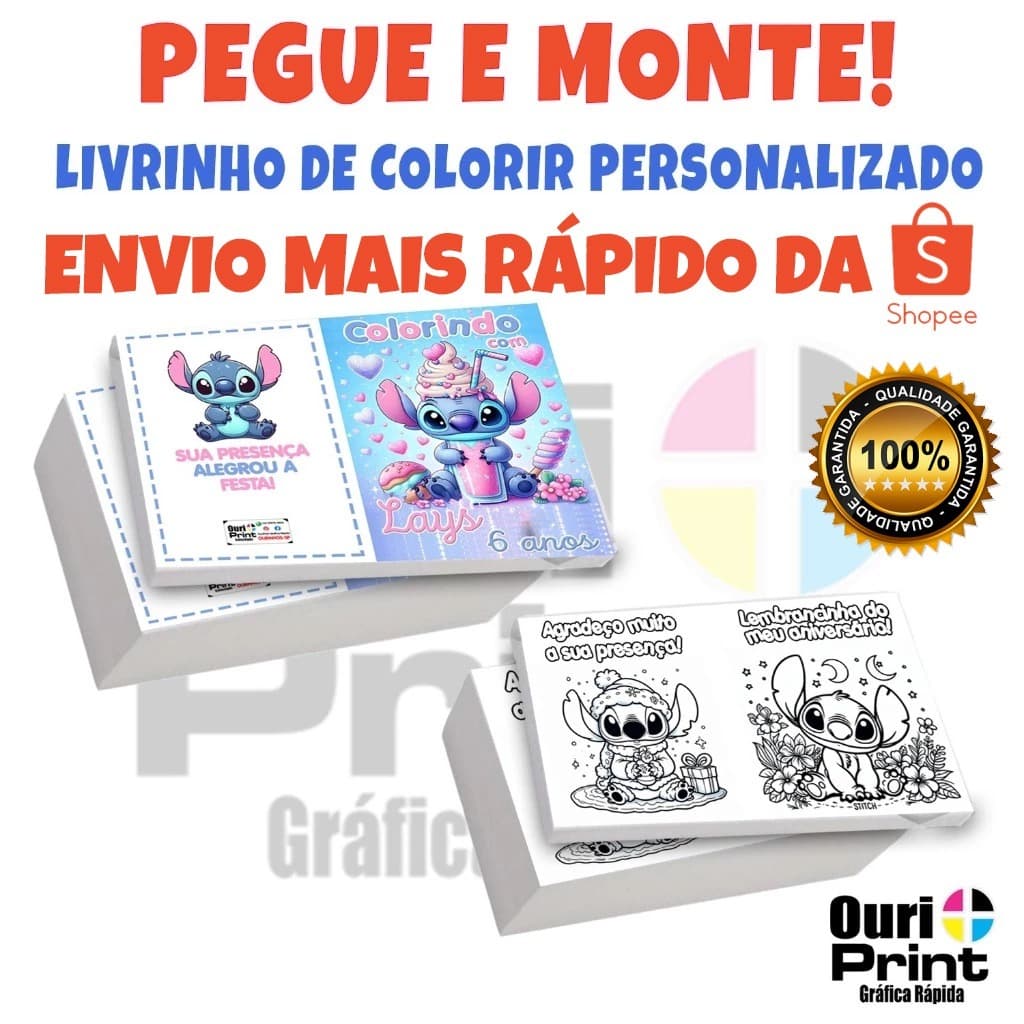 Livrinho de colorir personalizado -   PEGUE E MONTE - vários temas
