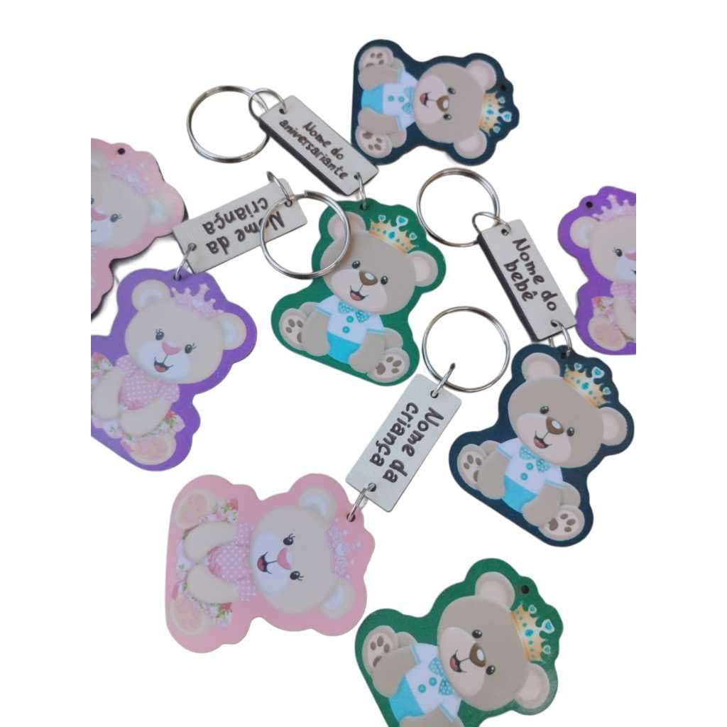 Kit Chaveiro Ursa Menina / Urso Menino Ursinho / Ursinha P/ Festa Aniversário Em Mdf