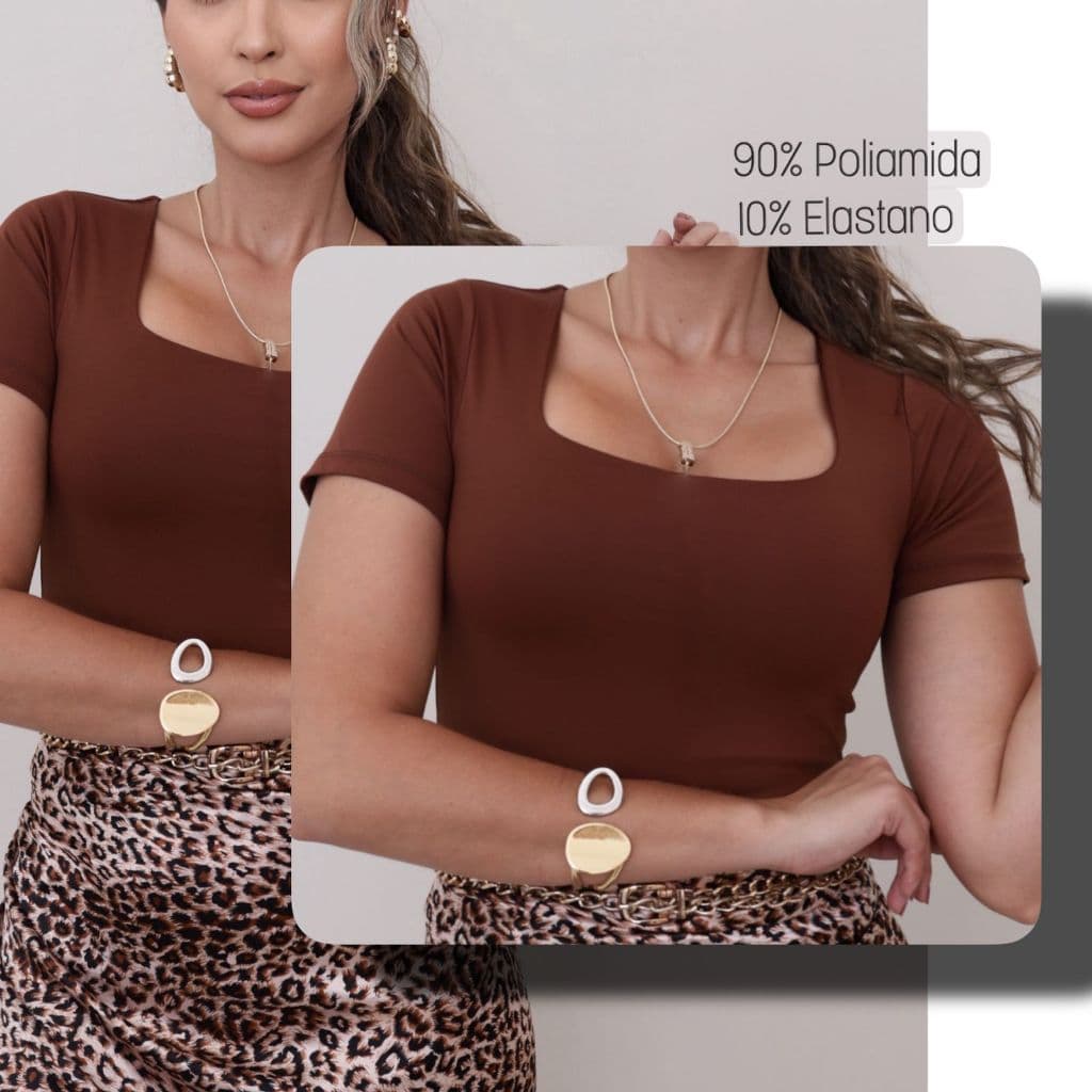 Body Feminino Quadrado Manga Poliamida Premium 36 ao 42