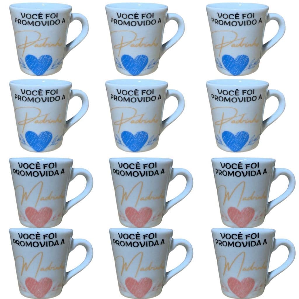 Jogo Caneca Porcelana Padrinho Madrinha Xícara Chá Personalizada Casamento