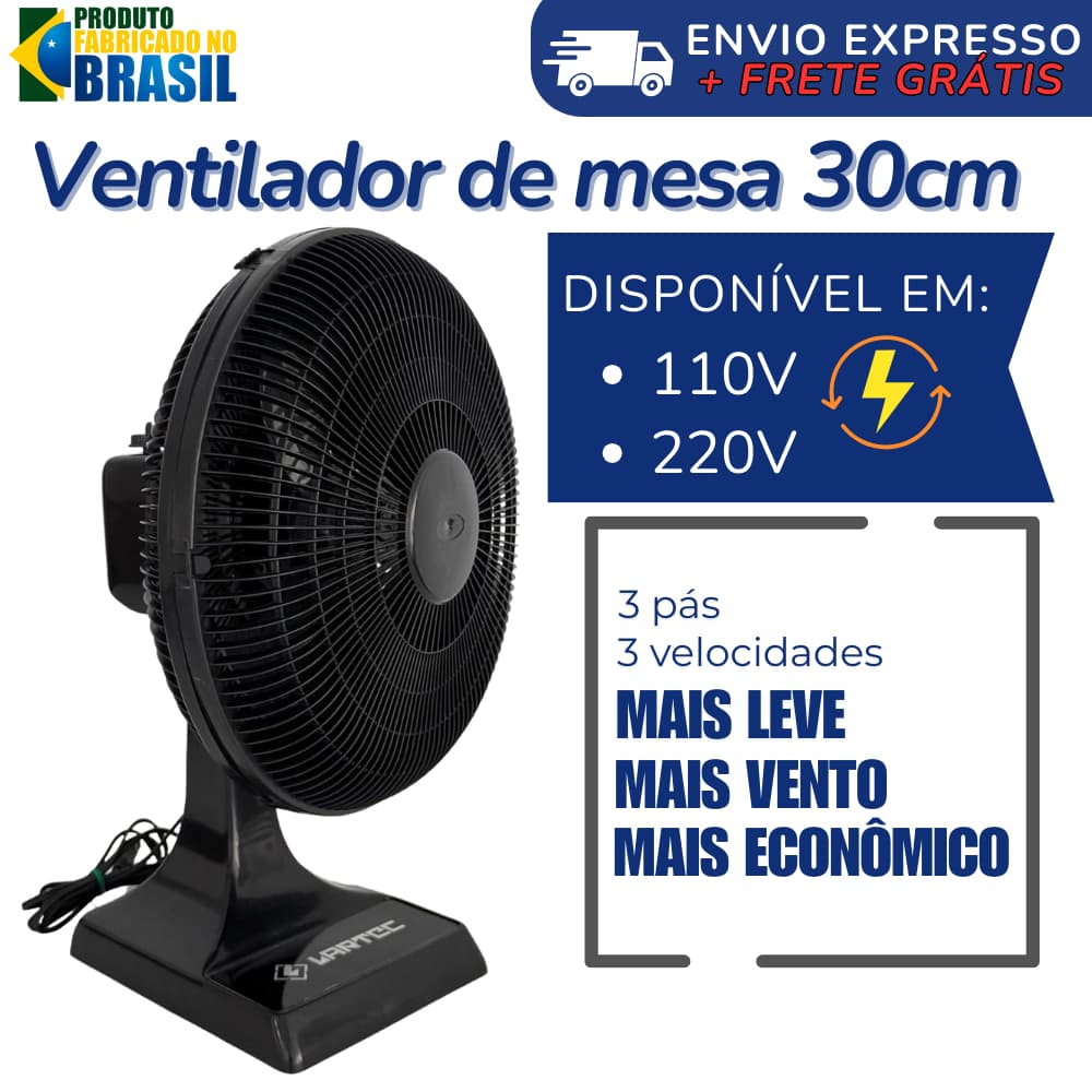 Ventilador Oscilante De Mesa 30cm Lartec3 Pás 45W 110V e 220v