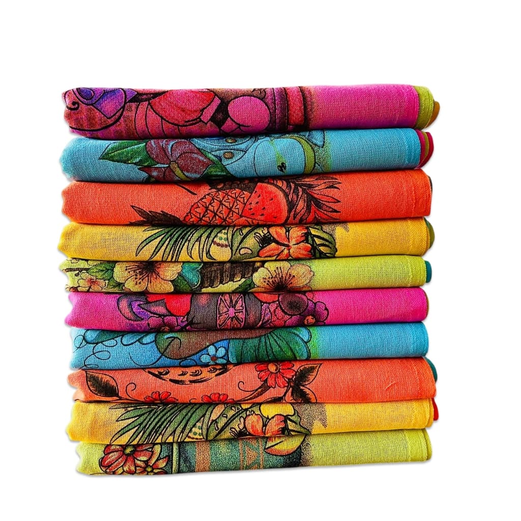 Pano De Prato Atacado Estampado Colorido Premium Kit Com 10 Peças