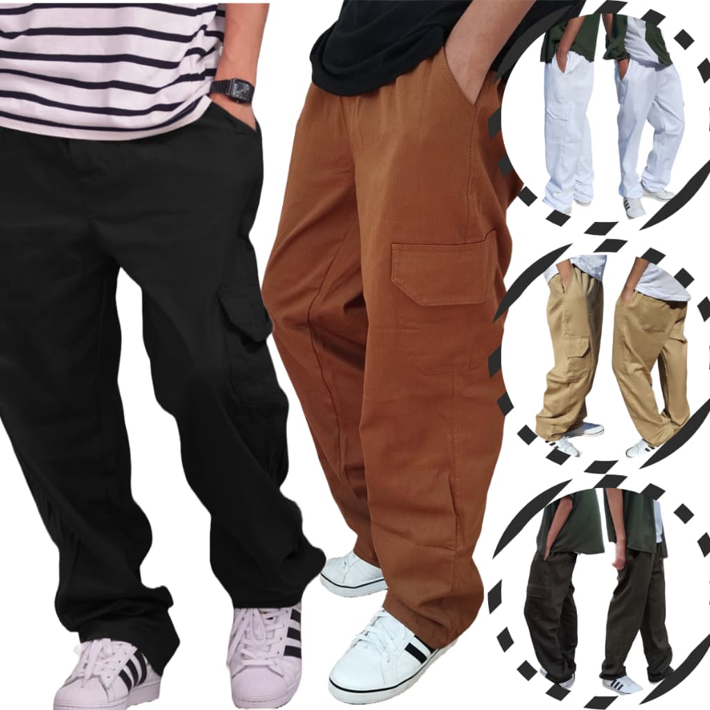 Calça Cargo Oversize Streetwear Skate Jovem do M ao Plus Size G1 e G2 Baggy 6 Bolsos