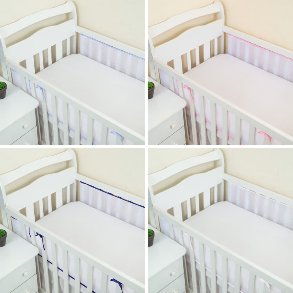 Tela de Proteção Para Berço 100% Algodão 2 Laterais Ajustavel Menino Menina Rosa Azul