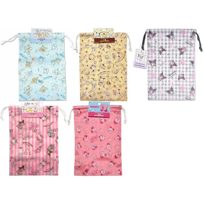 【Direct from Japan】Sanrio, Japan Anime Purse Drawstring Bag Storage Bag Polyester 21 × 31 × 10 cm (Cinnamoroll, Kuromi, Sanrio Characters, Kirby of the Stars)