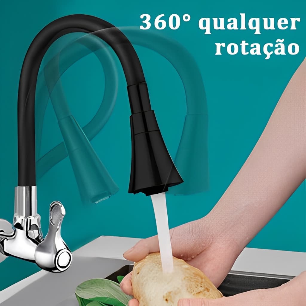 Torneira Gourmet Parede para pia de cozinha Deluxe com chuveiro flexível de Rotação 360°
