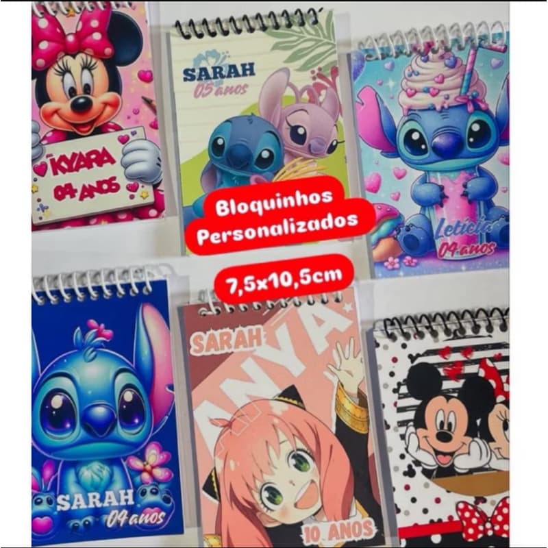 Kit Bloquinhos 50/60/70/100…a 180 Fazemos qualquer tema / Sua Arte/ Stitch