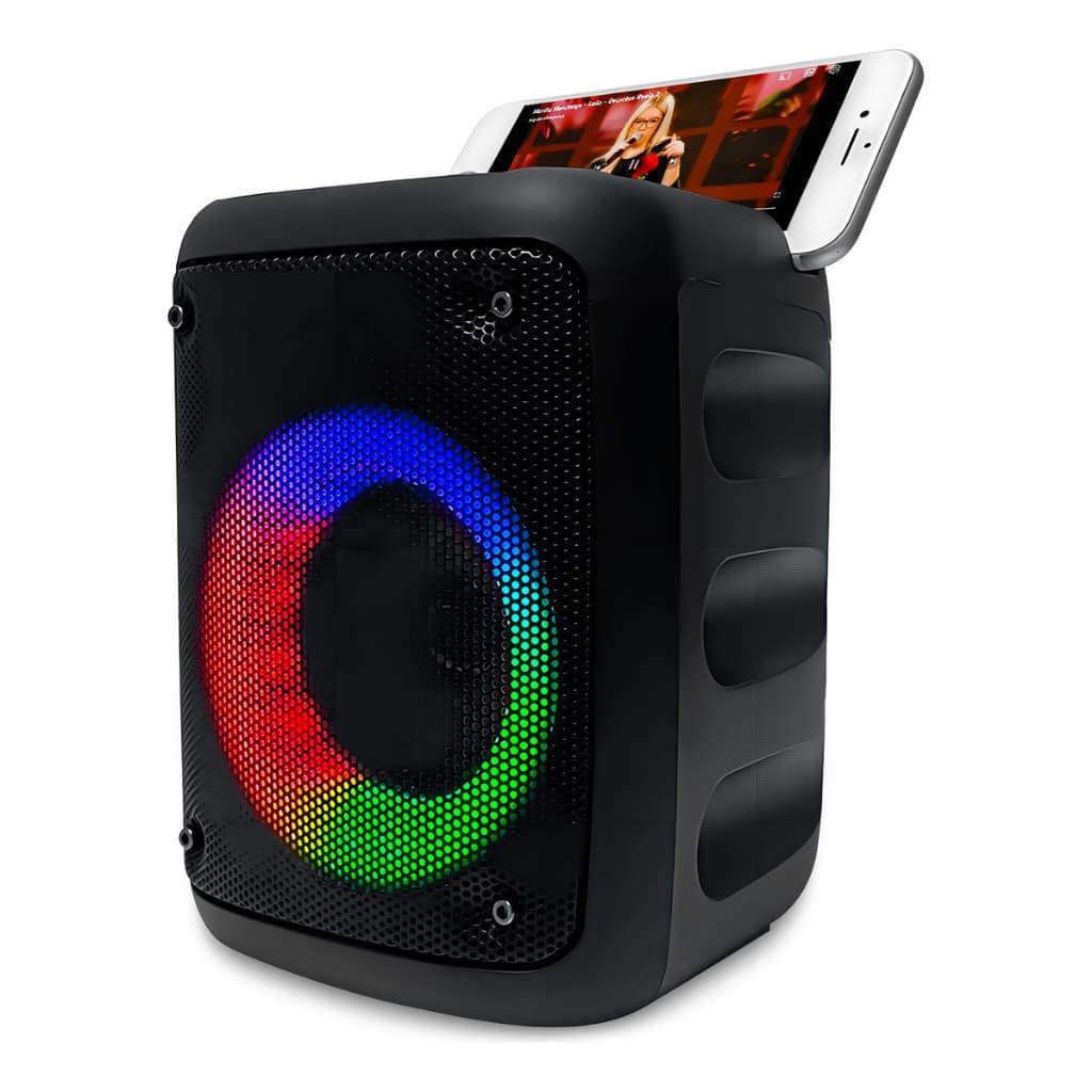 Caixa Caixinha De Som Bluetooth Portátil Com Led Rgb Rádio Fm P2 Auxiliar Usb