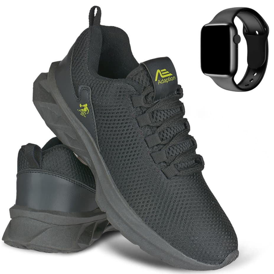 Kit Tênis Masculino Leve Confortável Corrida Academia Caminhada + Relógio Digital