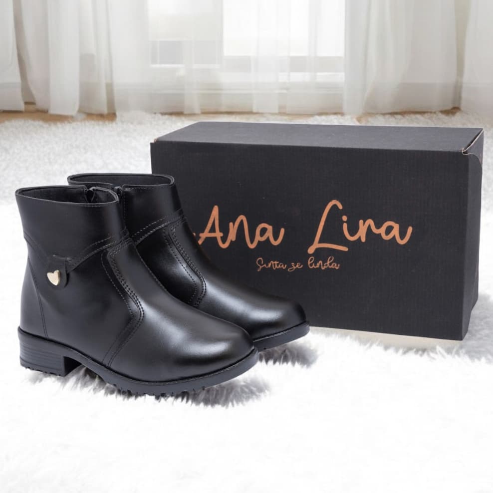 Bota Botinha Feminina Casual Cano Curto Sem Salto Moda Blogueira Inverno com Zíper