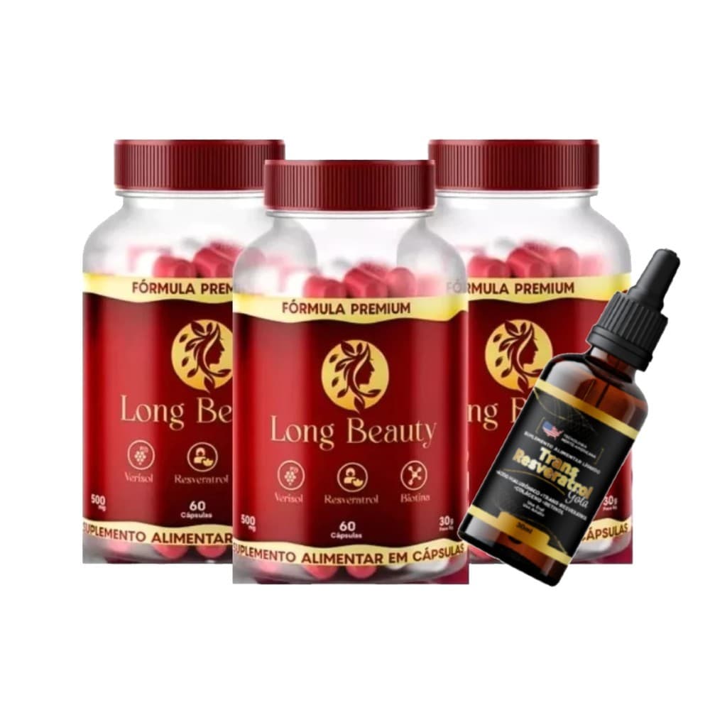 3x Long Beauty Original - 60 cápsulas +Trans Resveratrol Gota 30ml