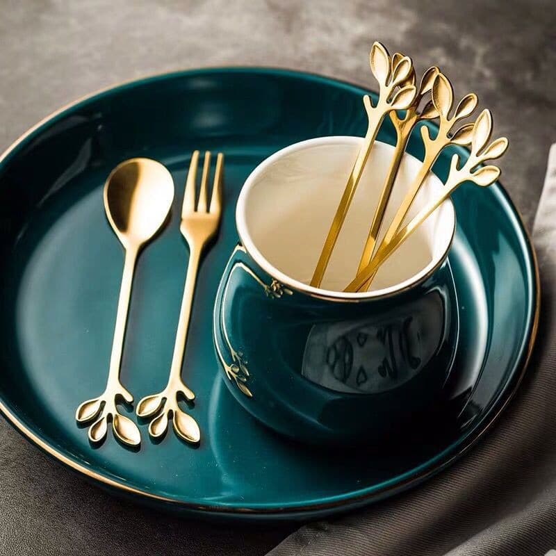 Kit jogo 10 Peças Conjunto De Colher garfo Criativo De Aço Inoxidável Talheres De Ouro Para Café Ferramentas