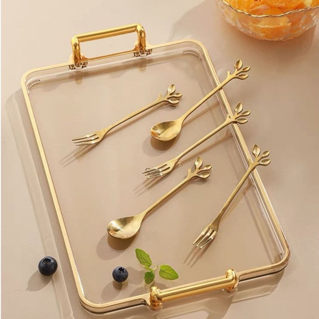 Kit jogo 10 Peças Conjunto De Colher garfo Criativo De Aço Inoxidável Talheres De Ouro Para Café