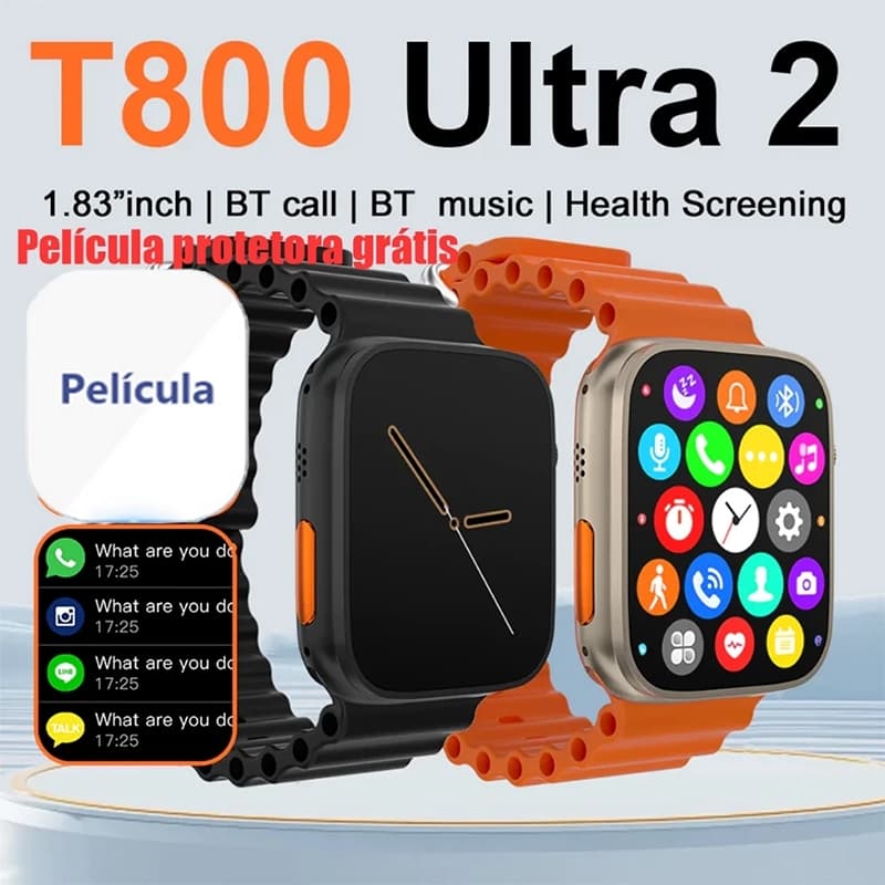 2025 Nova T800 Ultra 2 Série 8 Relógio Ultra Smart Watch Esportivo Sem Fio À Prova D'água