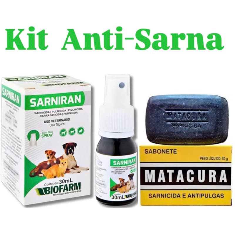 Kit Tratamento de Sarnas, Sarniran 30ml + Sabonete Matacura Sarnicida