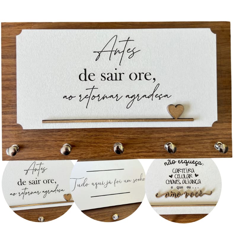 Porta Chaves Retangular De Parede Para Apartamento Decoração Casa Moderna Minimalista Cristã Em MDF