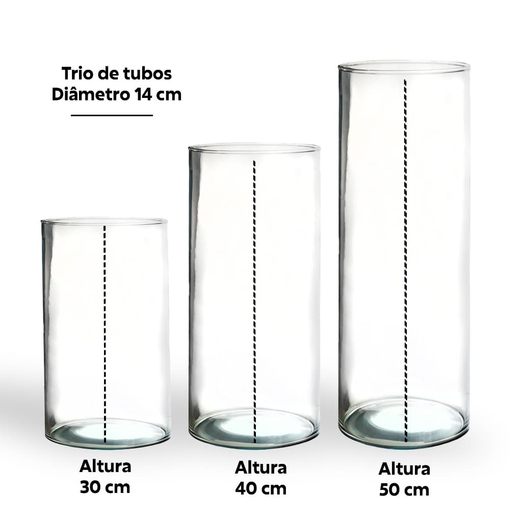 Kit 3 Tubos Vaso Decoração Casa Vidro Flores Sala Hall Moderno
