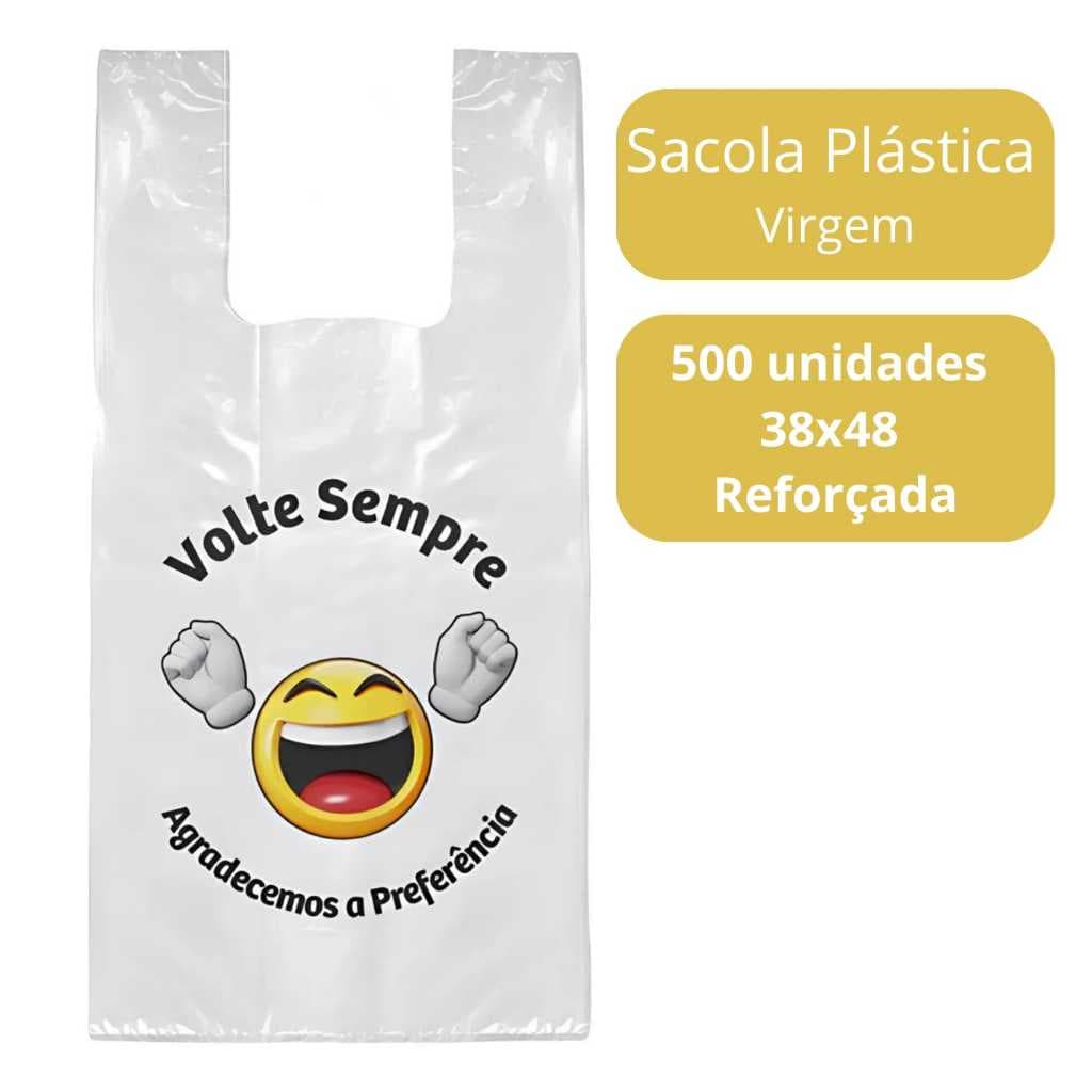 Sacola Plástica 38x48 Sacola Virgem Volte Sempre - Reforçada