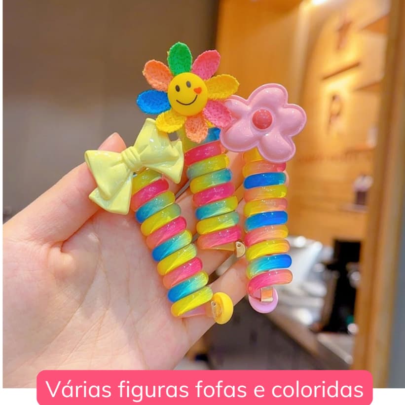 Xuxinha Infantil de Mola 2 unidades Xuxinha Espiral para Cabelo Maluco Penteados Diversos