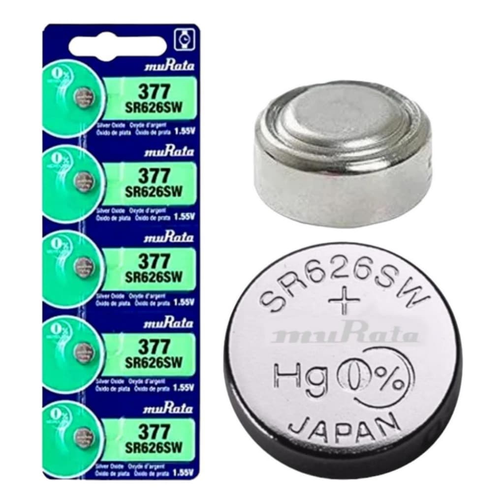 05 Bateria Relógio de pulso 377 SR626SW Murata 01 Cartela 5 un
