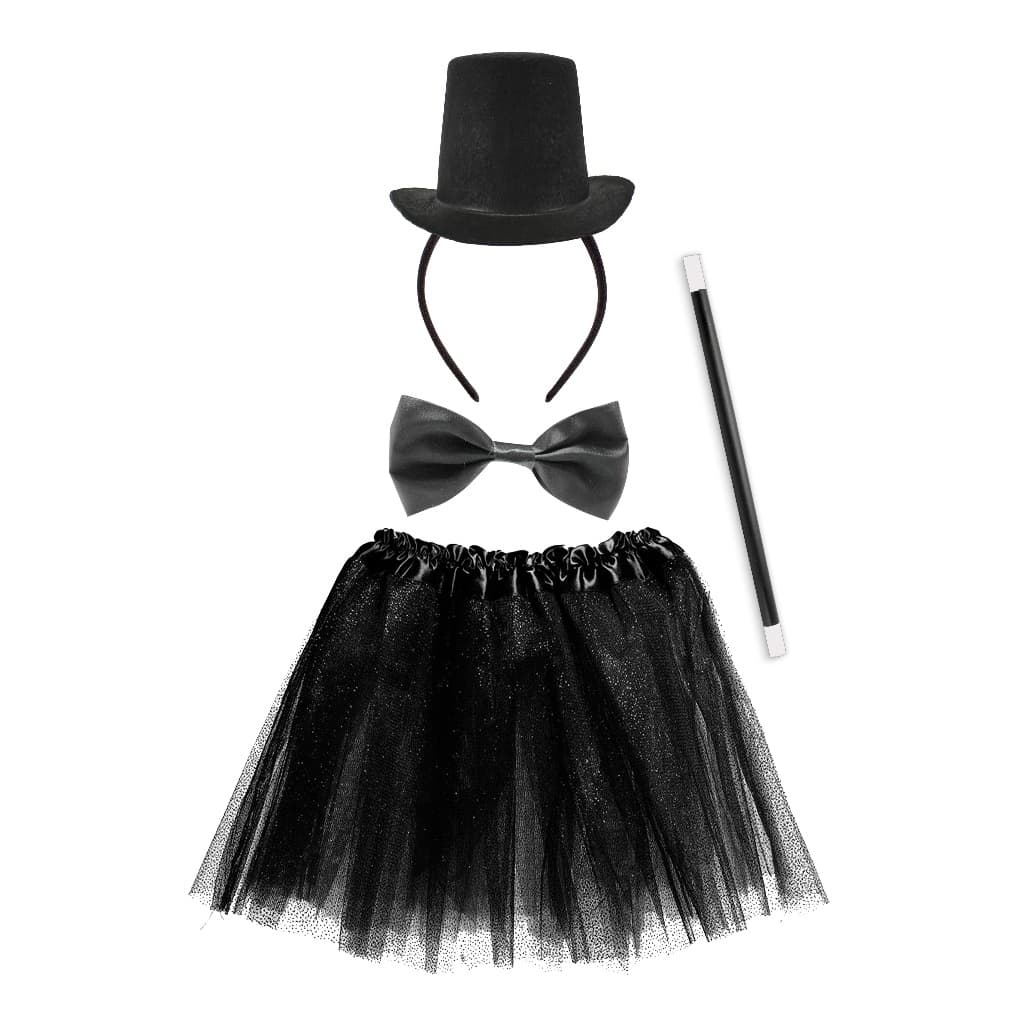 Fantasia Magico Infantil Tiara Varinha Gravata Saia Festa