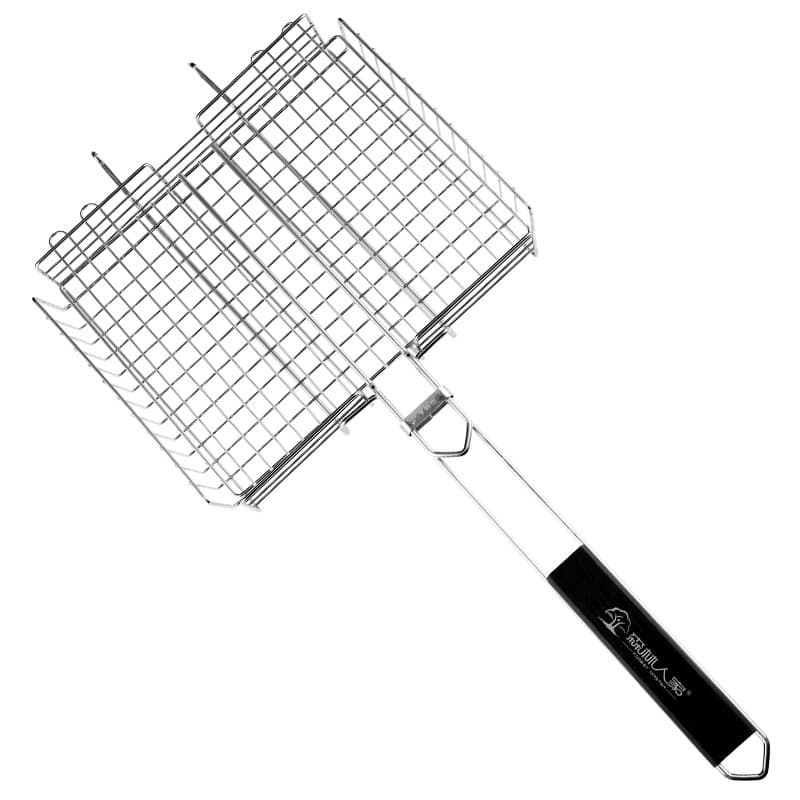 Grelha Dupla para Churrasco Antiaderente Aço Inox Dobravel Churrasqueira Peixe Não Gruda Resistente