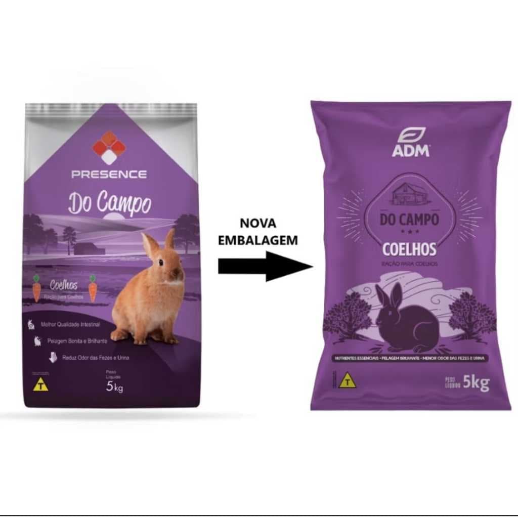 Ração Natural Adm Presence Para Coelhos Reduz Odor De Fezes 5kg