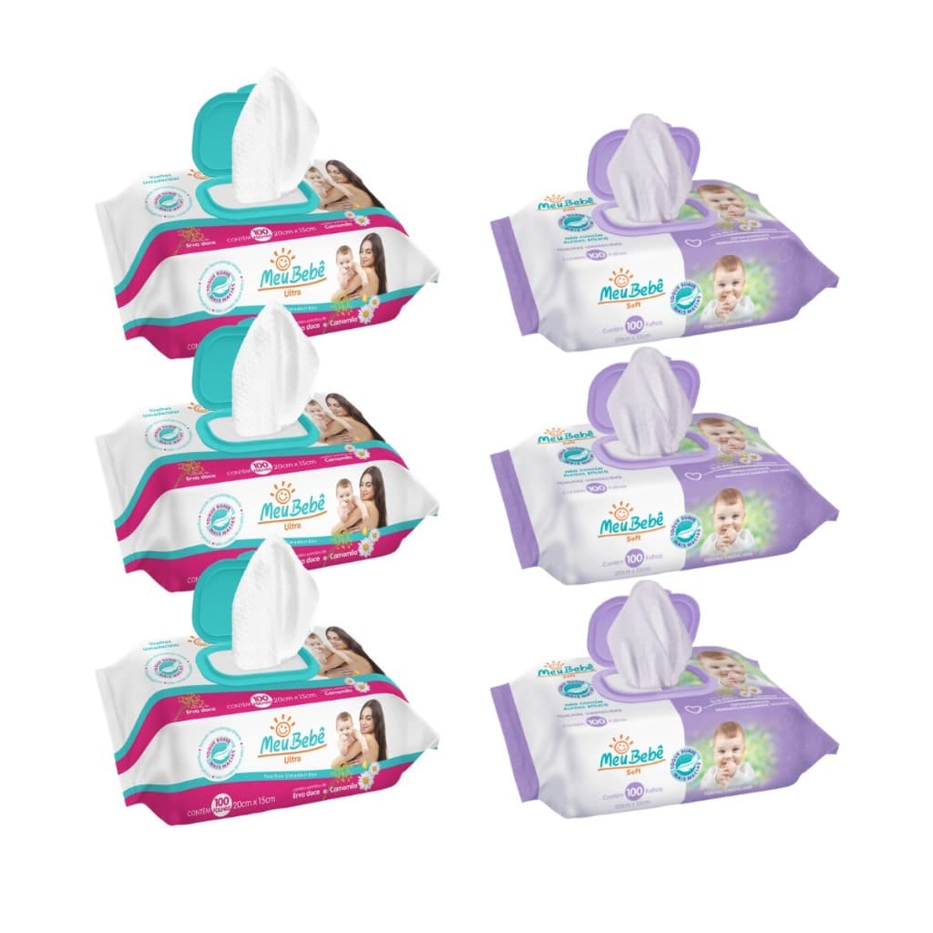 Kit Toalha Umedecida Meu Bebê 600 Folhas - Misto Ultra e Soft