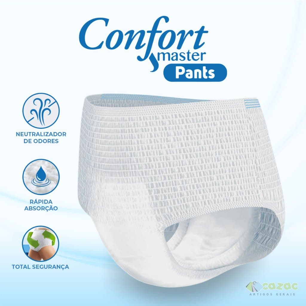Fralda Geriátrica Descartável Unissex Calcinha/Cueca Confort Master Pants 16 Unidades P/M/G/EG