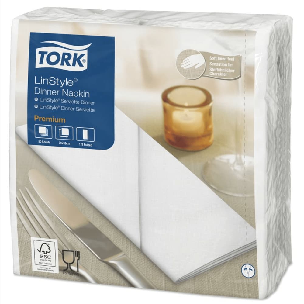 Guardanapo LINSTYLE® Premium Tork 39X39 BRANCO 50 Folhas