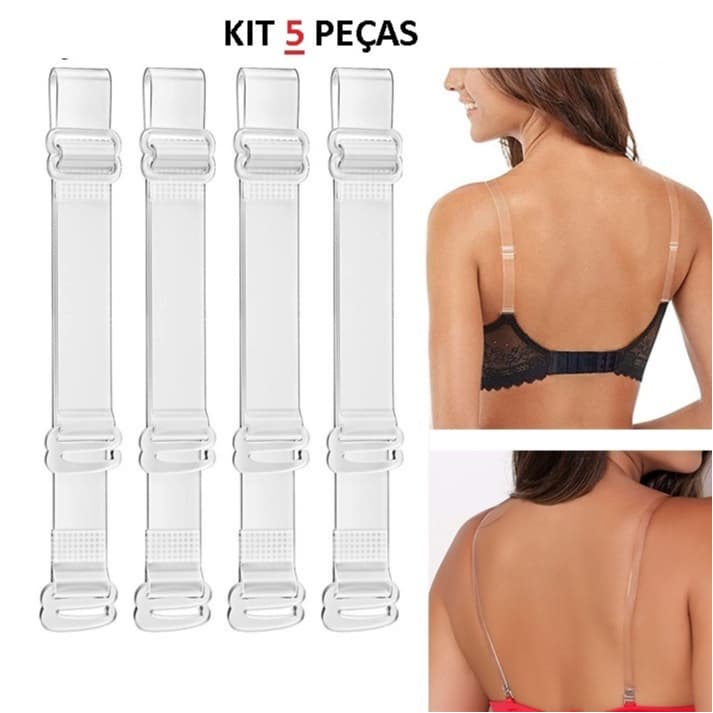 KIT 5 Pares de Alça Para Sutiã De Silicone Transparente Reforçada Alto Conforto zfit