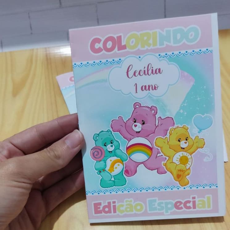 Revistinha de Colorir Personalizada Ursinhos Carinhosos – Lembrancinha de Aniversário Infantil