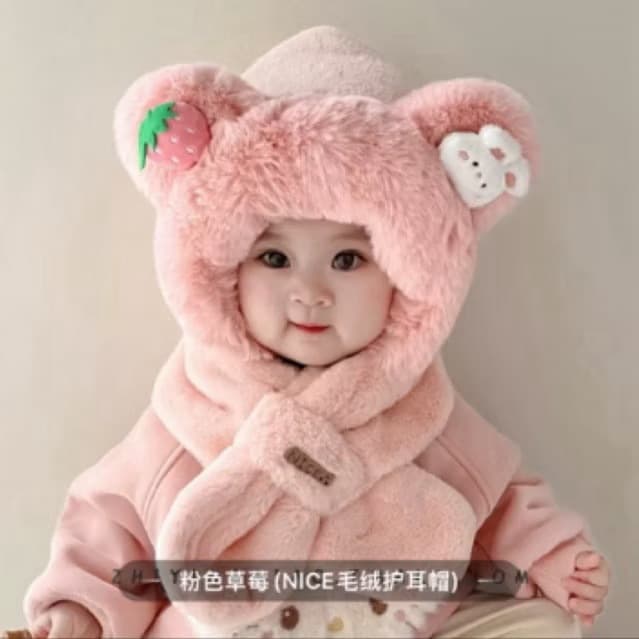 Touca MXZ-02 com orelha bichinho infantil com cachecol inverno