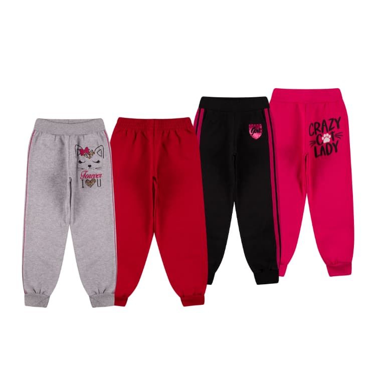 Kit Sortido Calça Moletom Estampada Feminina/Menina Infantil e Juvenil do 1 ao 14 Inverno
