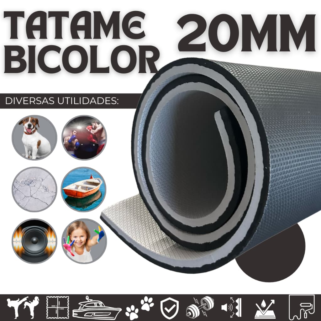 Tapete bicolor Mecanica Oficina Academia Casa 2m X 1m 20mm Eva Emborrachado anti-impacto Anti-ruido