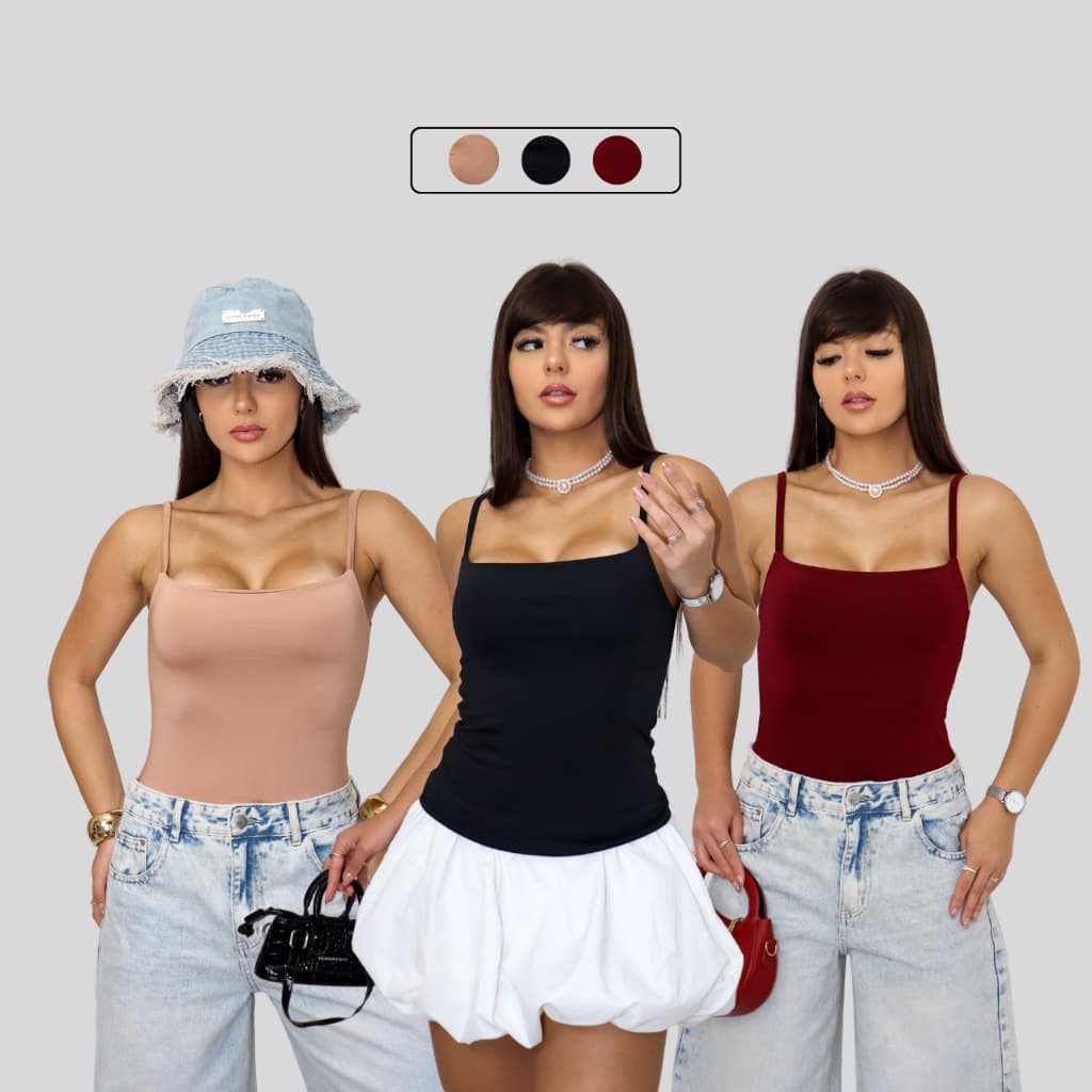 Regata Alça Fina Blusa com Forro Duplo no Busto Suplex Blogueira