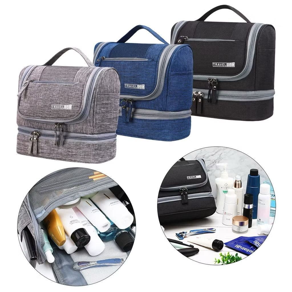 Nécessaire Bolsa De Viagem 3 Divisórias Impermeável Com Alça Portátil