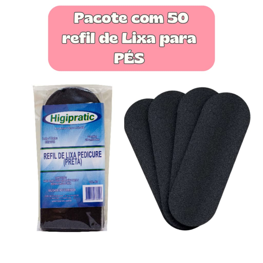 Kit Refil 50 Lixas para pés Descartaveis para Manicure Pedicure Spá Estetica Salões de Beleza