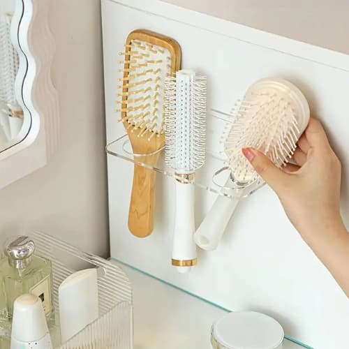 Suporte Escova de Cabelo Acrílico Cristal Utilidades Organizadores Quarto Penteadeira Guarda Roupa
