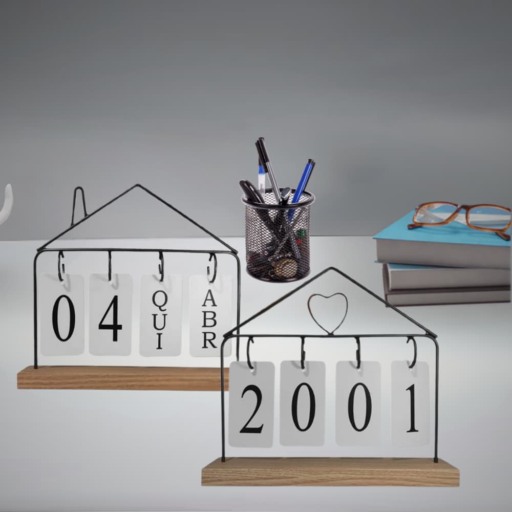 Calendário De Mesa Permanente Decorativo Home Office Escritório