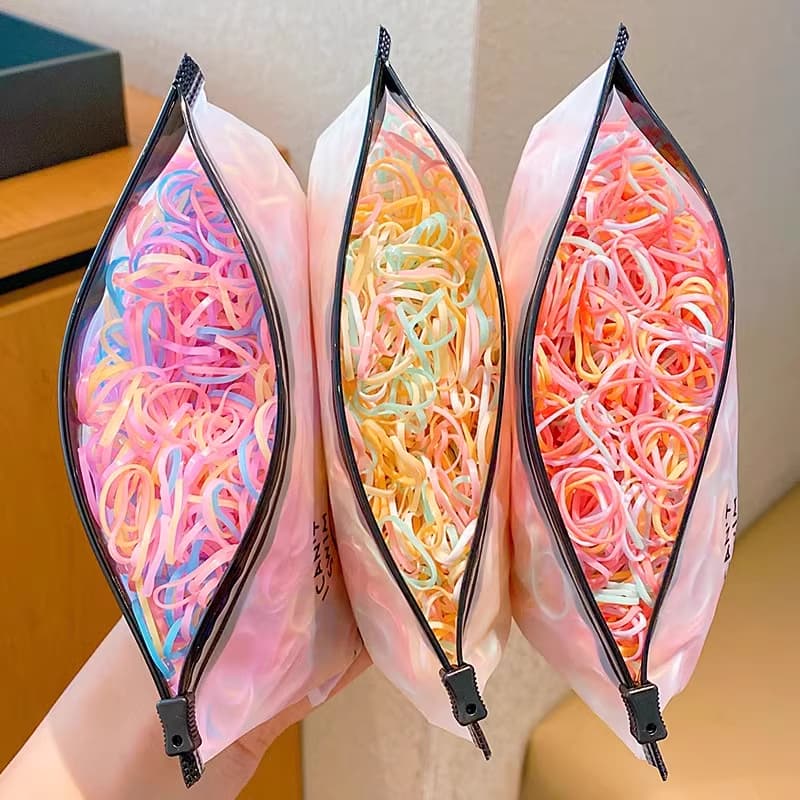 2000 Peças Bolsa Elástico De Cabelo Feminino Descartável Multicolorido