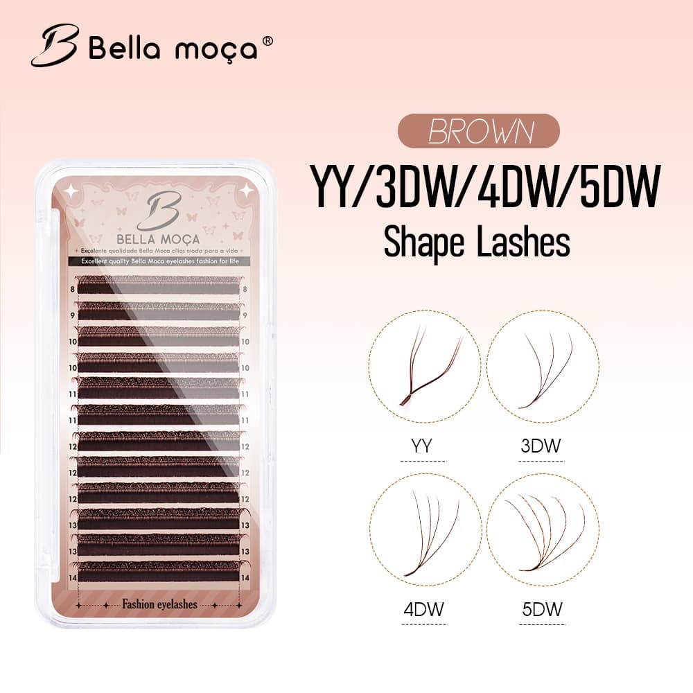Marrom egípcio Bella Moça cílios marrons yy/w3d/w4d/w5d 0.07 D/M mix814mm cílios