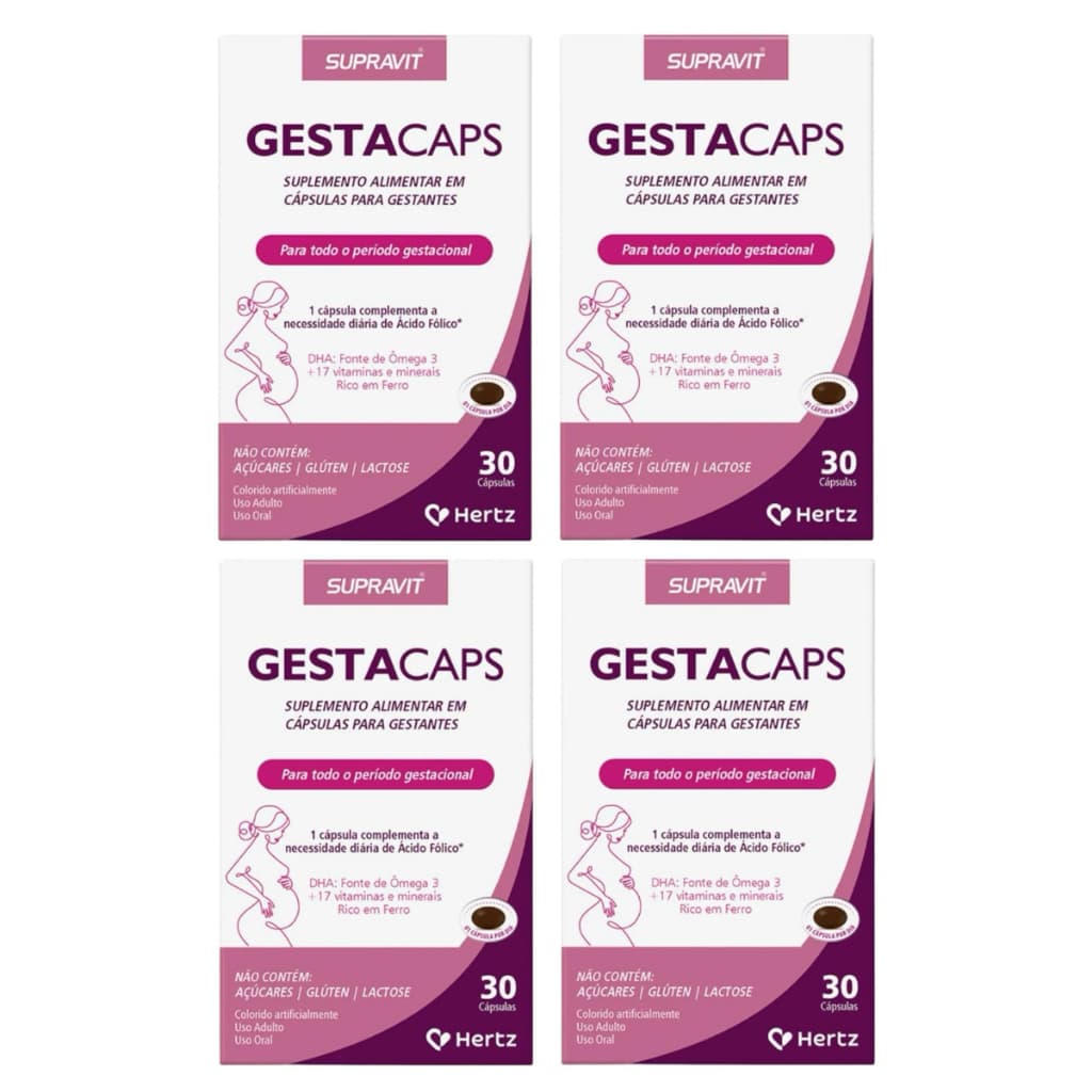 Gestacaps 30 Cápsulas - Vitaminas Para Gestantes 4 caixas