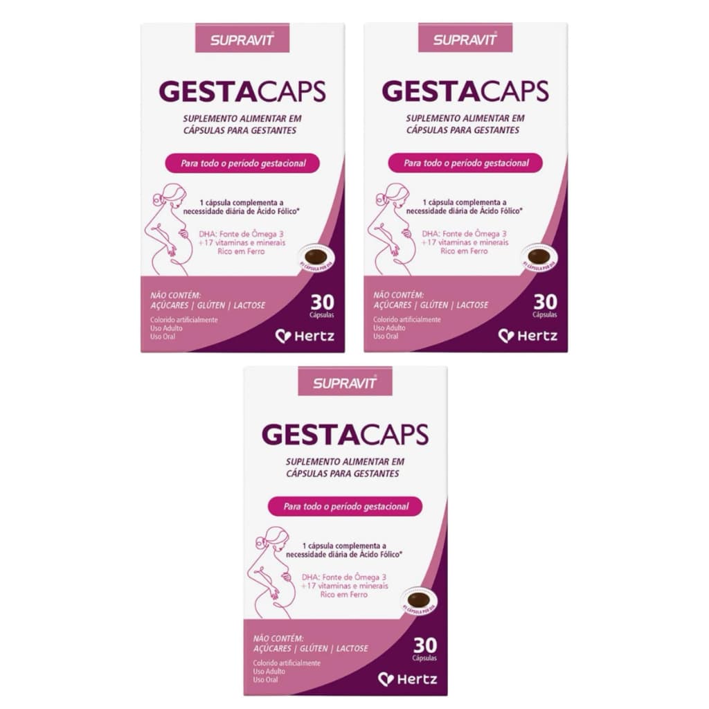 Gestacaps 30 Cápsulas - Vitaminas Para Gestantes 3 caixas