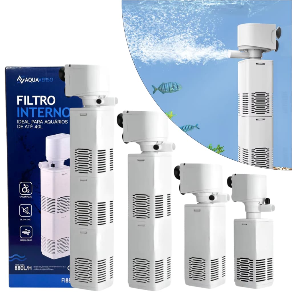 FILTRO INTERNO COM BOMBA SUBMERSA AQUAVERSO PARA CIRCULAÇÃO AQUARIO OXIGENIO PEIXES