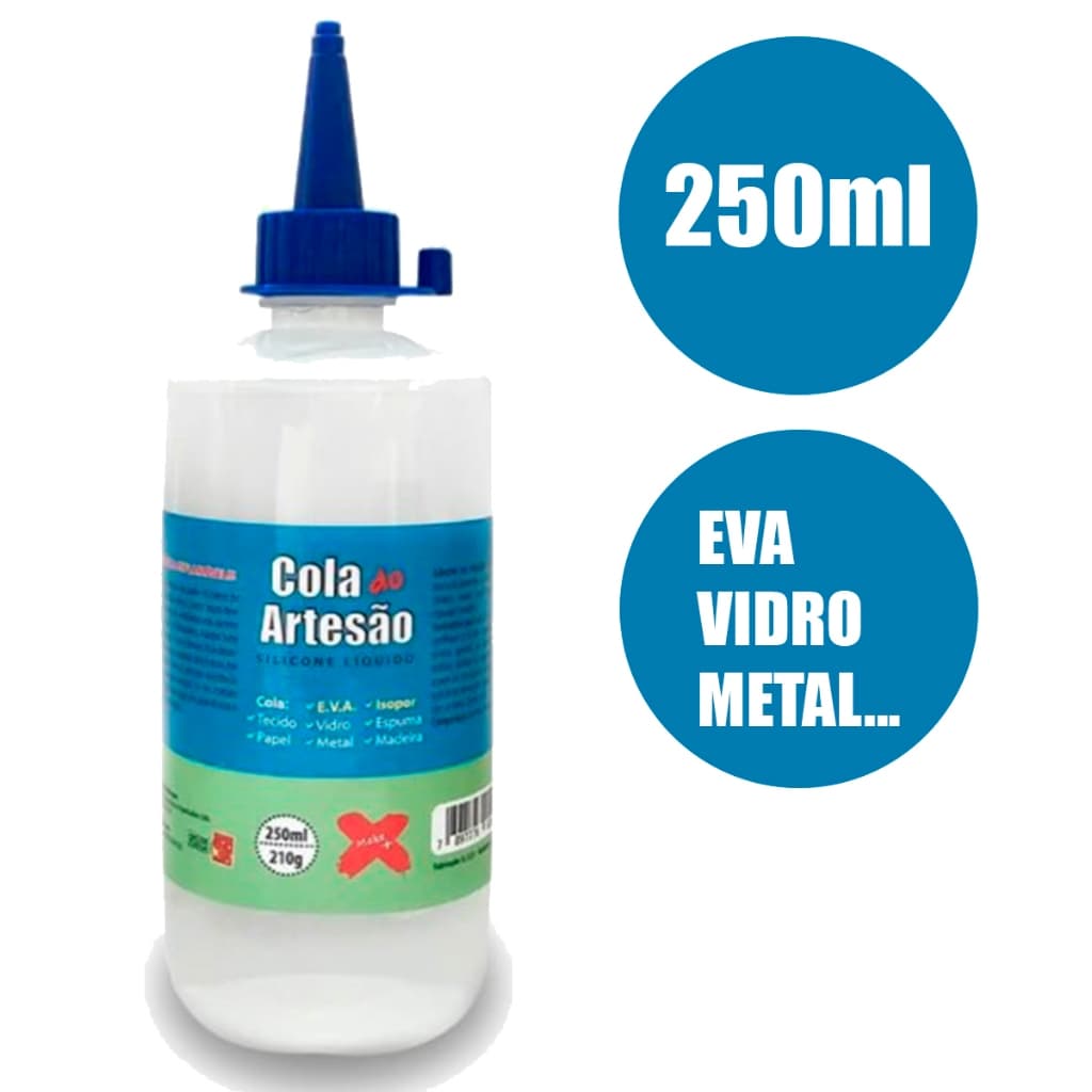 cola de silicone liquida artesanato eva isopor 250ml com bico dosador