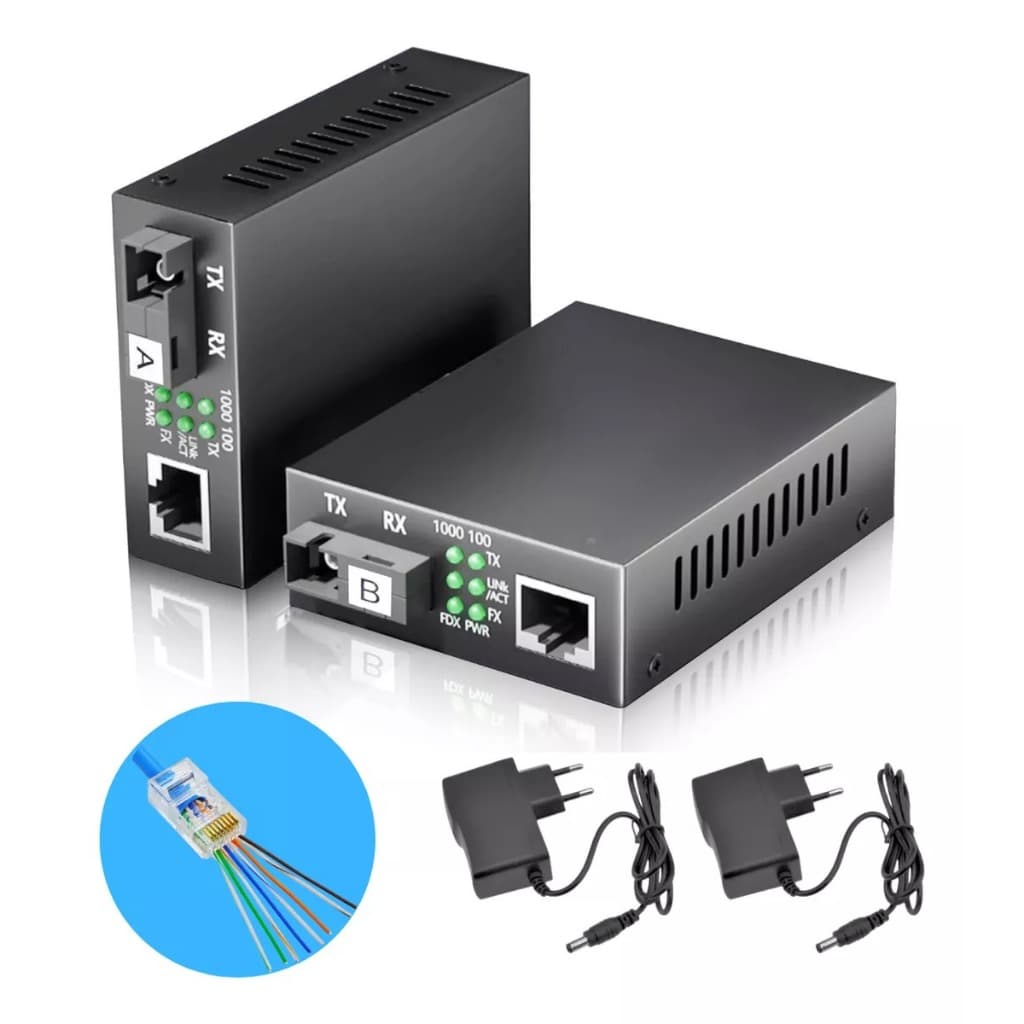 Conversores Mídia  Fibra Óptica  1000 Mbps 1 Giga ( A + B)   Par