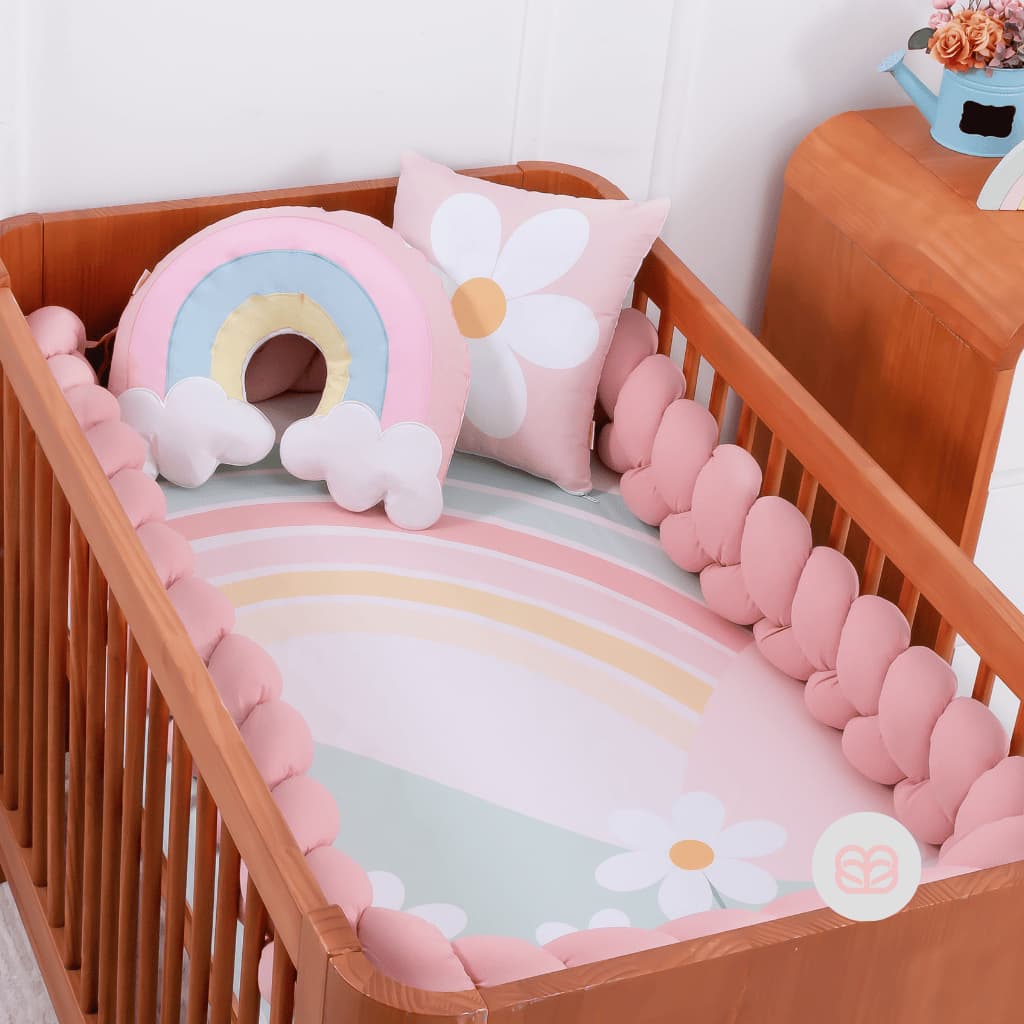 Brubrelel Baby Kit Berço Americano Carinho 4 Peças Menina Baby Bordado Luxo