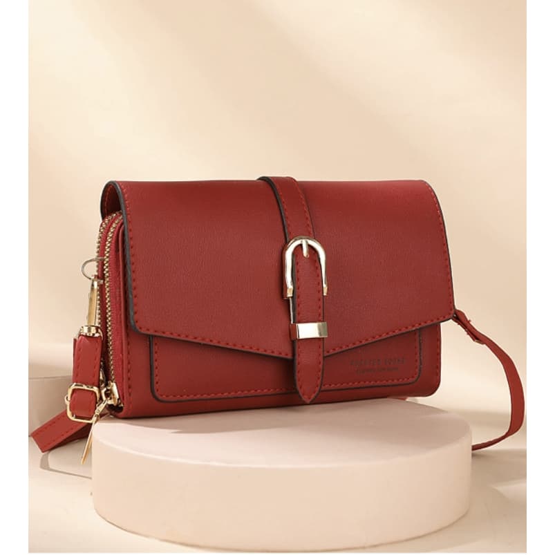 Porta-moedas feminino com zíper, fecho magnético e vários compartimentos, alça de ombro